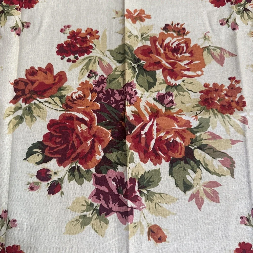 April Cornell Cloth Napkin Set 4 Claudette Fall New Ivory Cream Floral Fabric